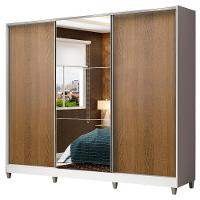 Guarda Roupa Casal 100% Mdf Madesa Zurique 3 Portas De Correr Com Espelho Com Pés - Branco/rustic - 2