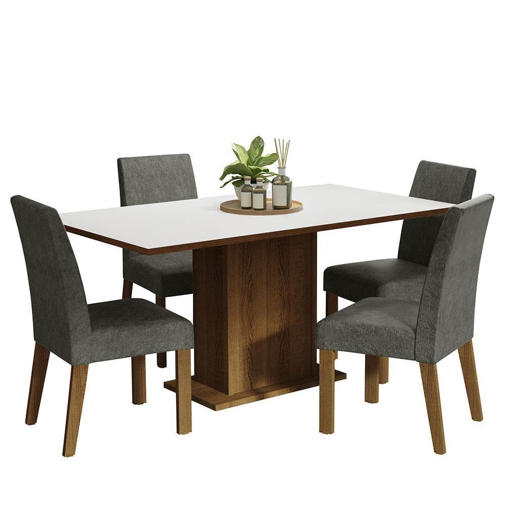 Kit Sala De Jantar Mesa 4 Cadeiras Rustic/Branco/Silver Keila Madesa Rustic/Branco/Silver - 10