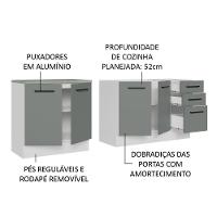 Kit Com 2 Balcões De Cozinha 3 Gavetas 4 Portas Branco Cinza - 5