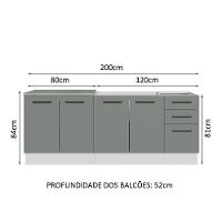Kit Com 2 Balcões De Cozinha 3 Gavetas 4 Portas Branco Cinza - 6