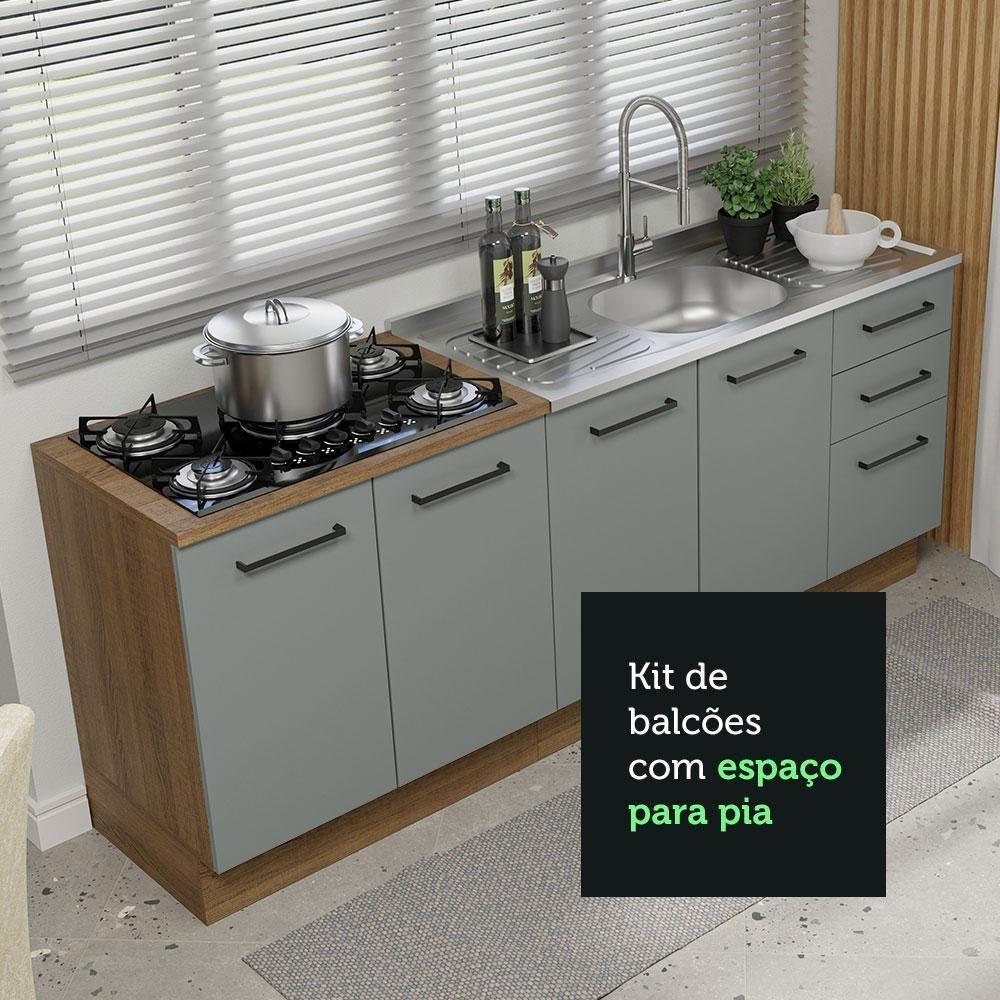 Kit Com 2 Balcões De Cozinha 3 Gavetas 4 Portas - 7