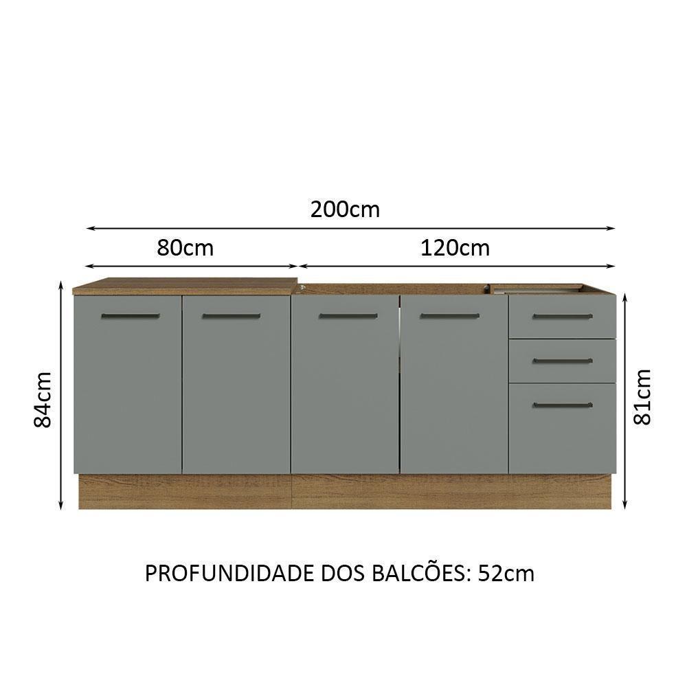 Kit Com 2 Balcões De Cozinha 3 Gavetas 4 Portas - 10