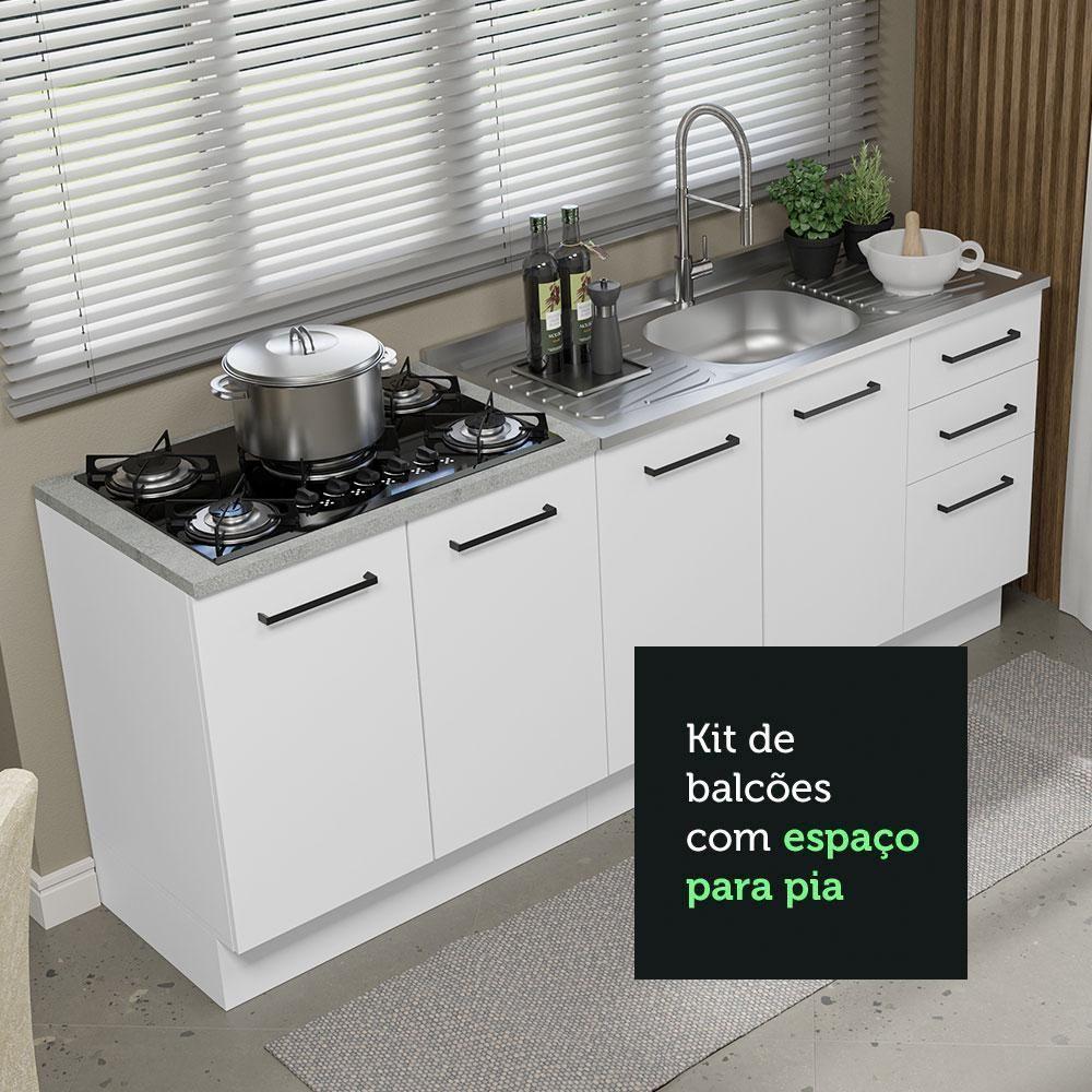 Kit Com 2 Balcões De Cozinha 3 Gavetas 4 Portas Branco - 5