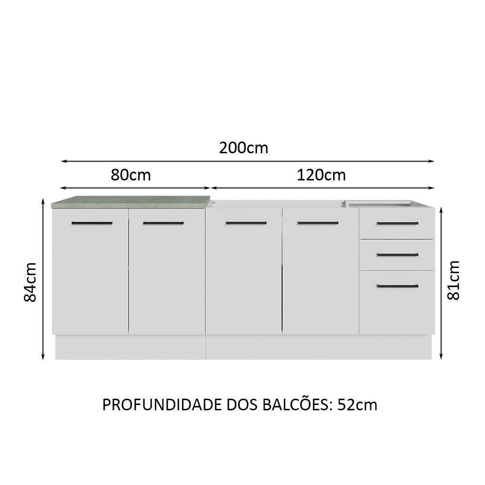 Kit Com 2 Balcões De Cozinha 3 Gavetas 4 Portas Branco - 8