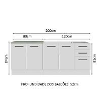 Kit Com 2 Balcões De Cozinha 3 Gavetas 4 Portas Branco - 8