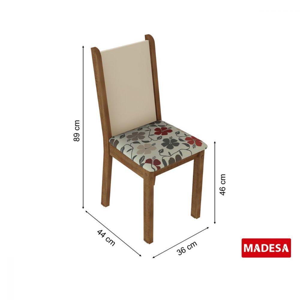 Kit 4 Cadeiras Rustic Floral Hibiscos Madesa 4291 - 4