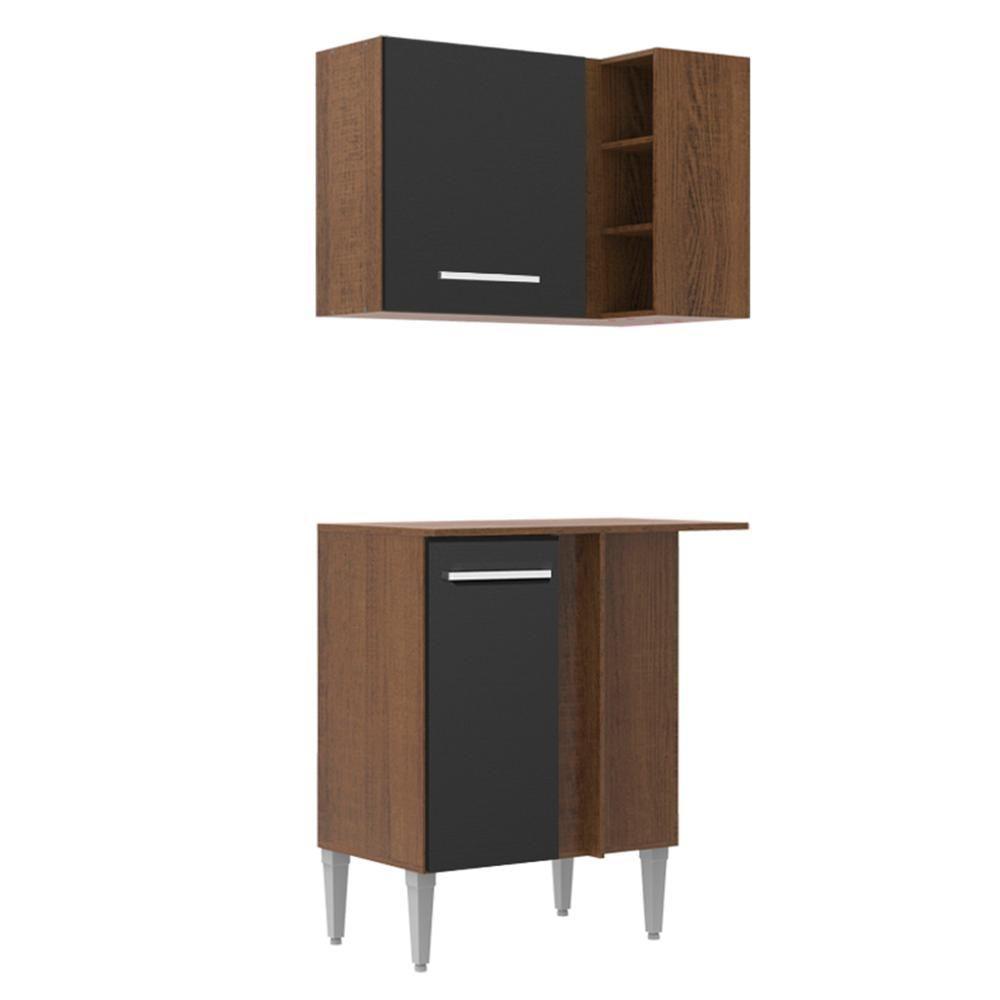 Kit Canto Reto Madesa Emilly com Armário Aéreo Adega Balcão - 1