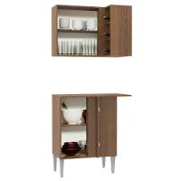 Kit Canto Reto Madesa Emilly com Armário Aéreo Adega Balcão - 6