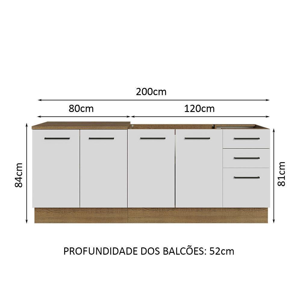 Kit Com 2 Balcões De Cozinha 3 Gavetas 4 Portas - 10