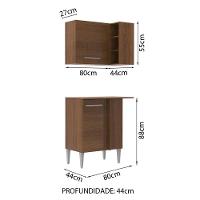 Kit Canto Reto Emilly 2 Portas Aéreo Adega Balcão Madesa