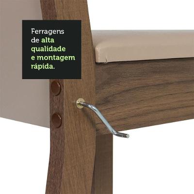 Kit Sala De Jantar Mesa Tampo De Vidro 4 Cadeiras Crema/Rustic/Bege Greta Madesa Crema/Rustic/Bege