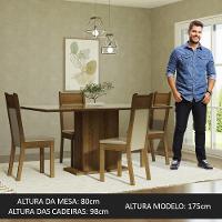 Kit Sala De Jantar Mesa Tampo De Vidro 4 Cadeiras Crema/Rustic/Bege Greta Madesa Crema/Rustic/Bege - 6