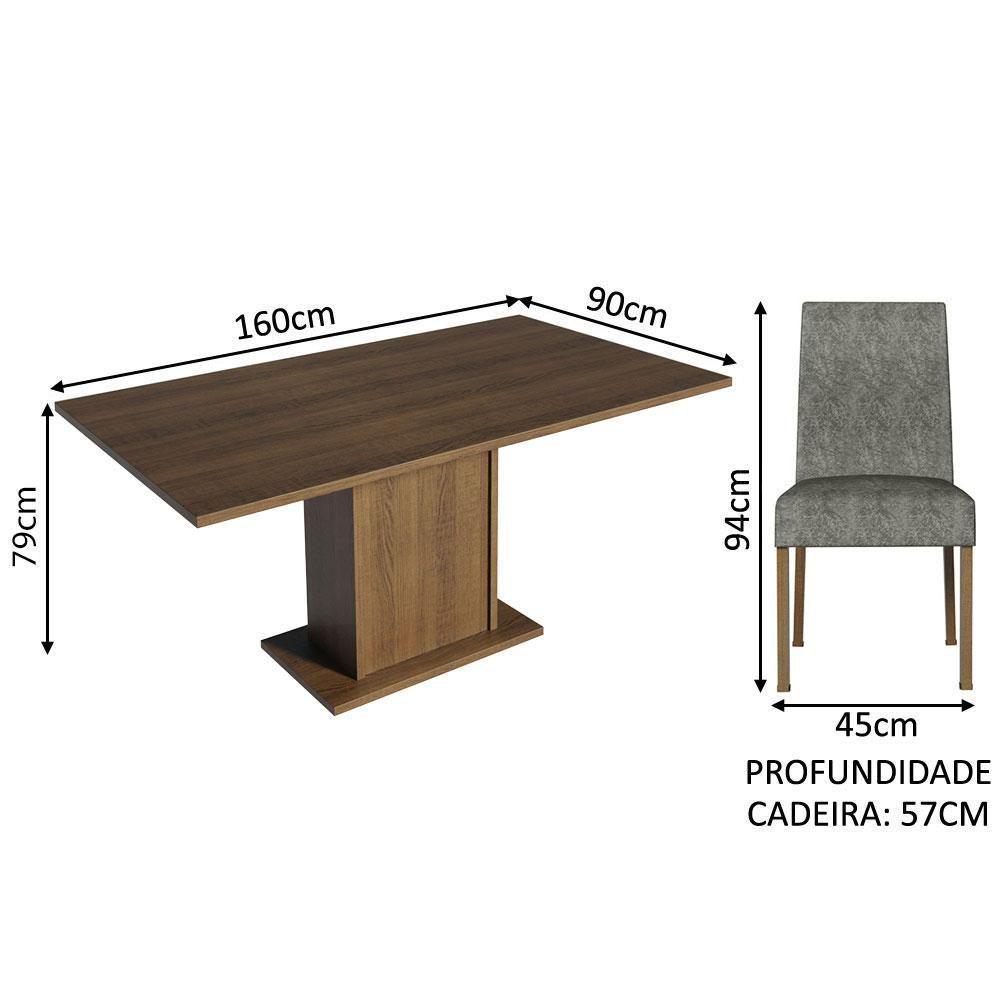 Conjunto Sala De Jantar Mesa Tampo De Madeira 4 Cadeiras Rustic/Silver Keila Madesa Rustic/Silver - 9