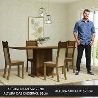 Kit Sala De Jantar Mesa Tampo De Madeira 4 Cadeiras Rustic/Crema/Bege Elisa Madesa Rustic/Crema/Bege - 8