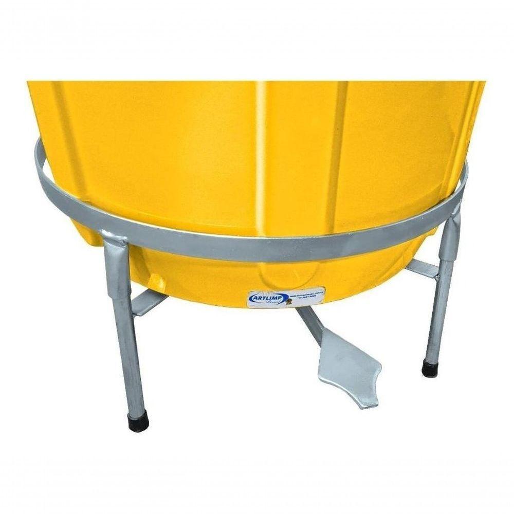 Lixeira Redonda 100l Amarela + Pedal De Aço Desmontável Jsn - 4