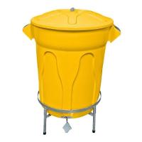 Lixeira Redonda 100l Amarela + Pedal De Aço Desmontável Jsn - 1