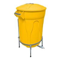 Lixeira Redonda 100l Amarela + Pedal De Aço Desmontável Jsn - 6