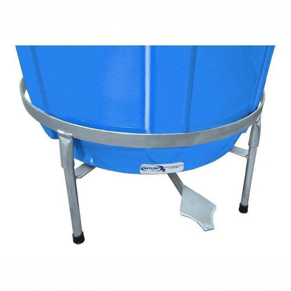 Lixeira Redonda 100 L Azul + Pedal De Aço Desmontável Jsn - 6