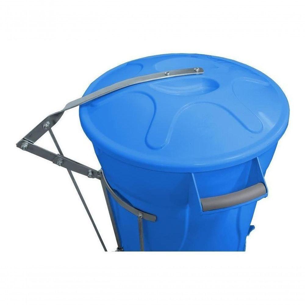 Lixeira Redonda 100 L Azul + Pedal De Aço Desmontável Jsn - 7