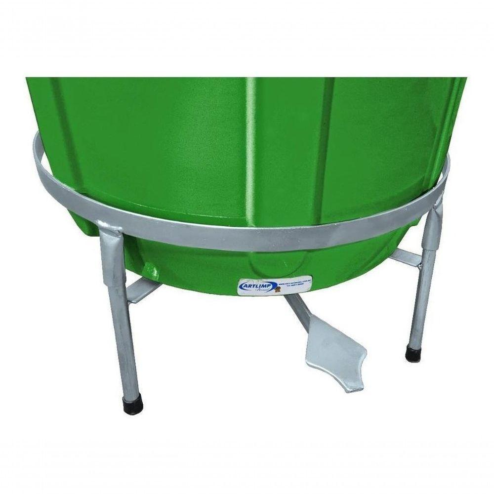 Lixeira Redonda 100 L Verde + Pedal De Aço Desmontável Jsn - 4