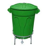 Lixeira Redonda 100 L Verde + Pedal De Aço Desmontável Jsn - 1