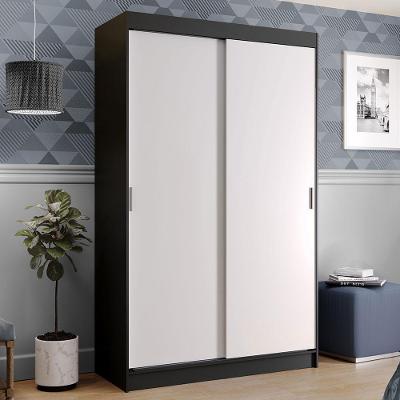 Guarda Roupa Solteiro Tokio 2 Portas de Correr 2 Gavetas Preto-branco Madesa