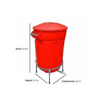 Lixeira Redonda 100l Vermelha+ Pedal De Aço Desmontável Jsn - 3