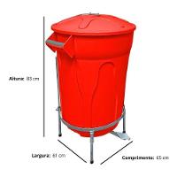 Lixeira Redonda 100l Vermelha+ Pedal De Aço Desmontável Jsn - 7