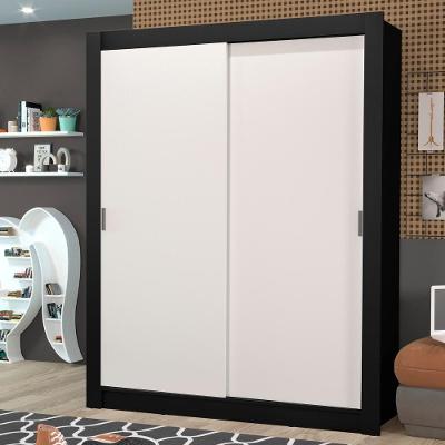 Guarda Roupa Solteiro Dallas Plus 2 Portas de Correr 4 Gavetas Preto-branco Madesa