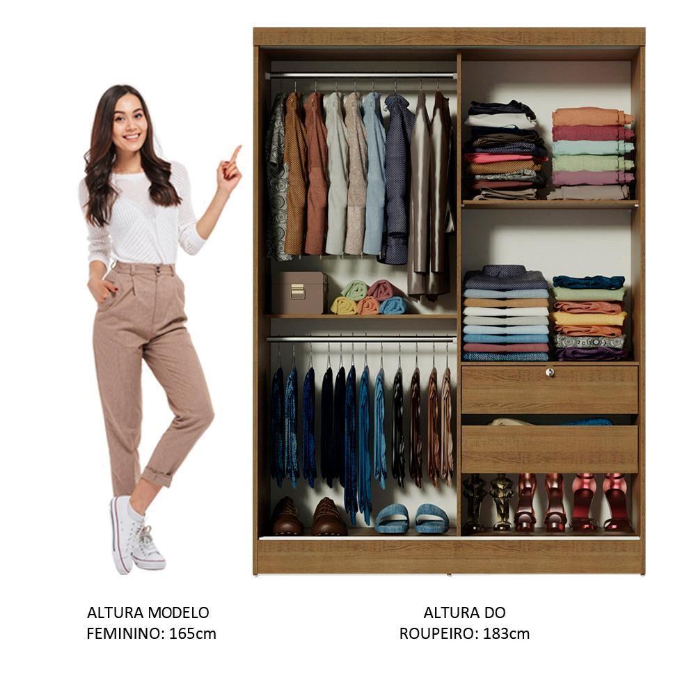 Guarda-roupa Solteiro Luke 2 Portas com Espelho Rustic - 6