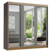 Guarda-roupa Madesa Reno 3 Porta Correr Espelho Rustic Cinza - 1