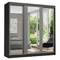 Guarda-roupa Madesa Reno 3 Portas Correr Espelho Preto Cinza - 1