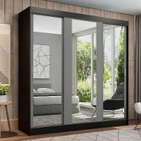 Guarda-roupa Madesa Reno 3 Portas Correr Espelho Preto Cinza - 5