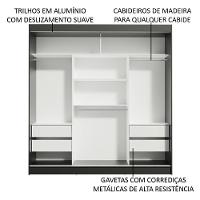Guarda-roupa Madesa Reno 3 Portas Correr Espelho Preto Cinza - 8