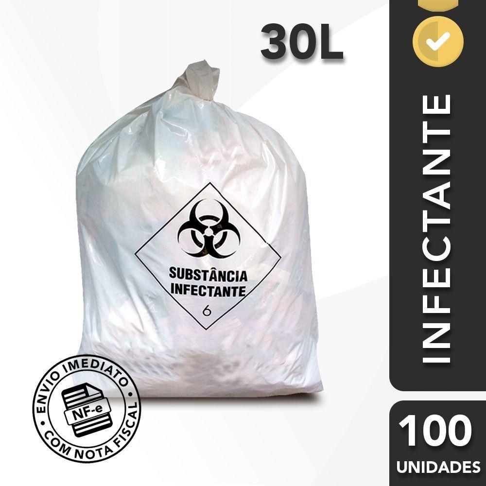 Saco De Lixo Infectante 6 Hospitalar Resíduo 30l Com 100un - 2
