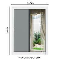 Guarda-roupa Solteiro 2 Portas Com Espelho Branco/Cinza - 9