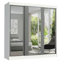 Guarda-roupa Madesa Reno 3 Porta Correr Espelho Branco Cinza - 1