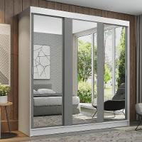 Guarda-roupa Madesa Reno 3 Porta Correr Espelho Branco Cinza - 7
