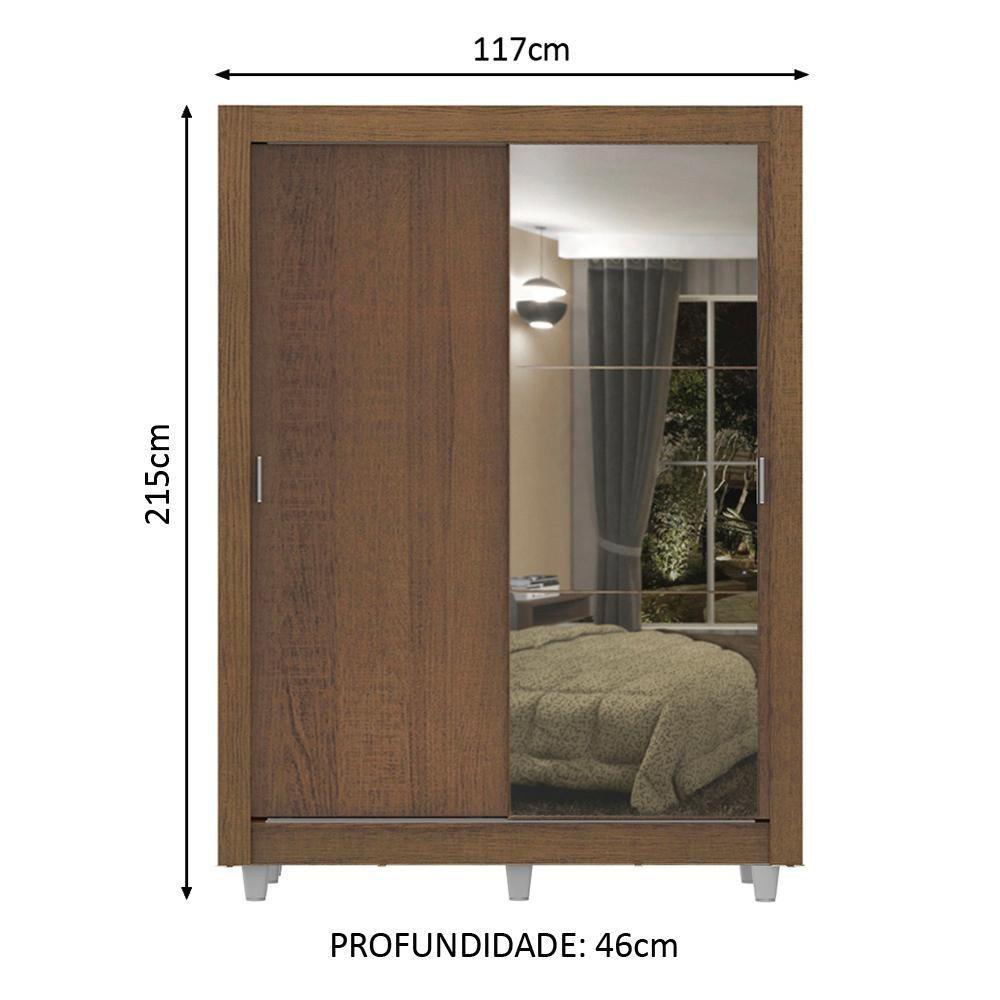 Guarda-Roupa Dallas Plus 2 Portas Correr 1 Espelho Madesa - 3
