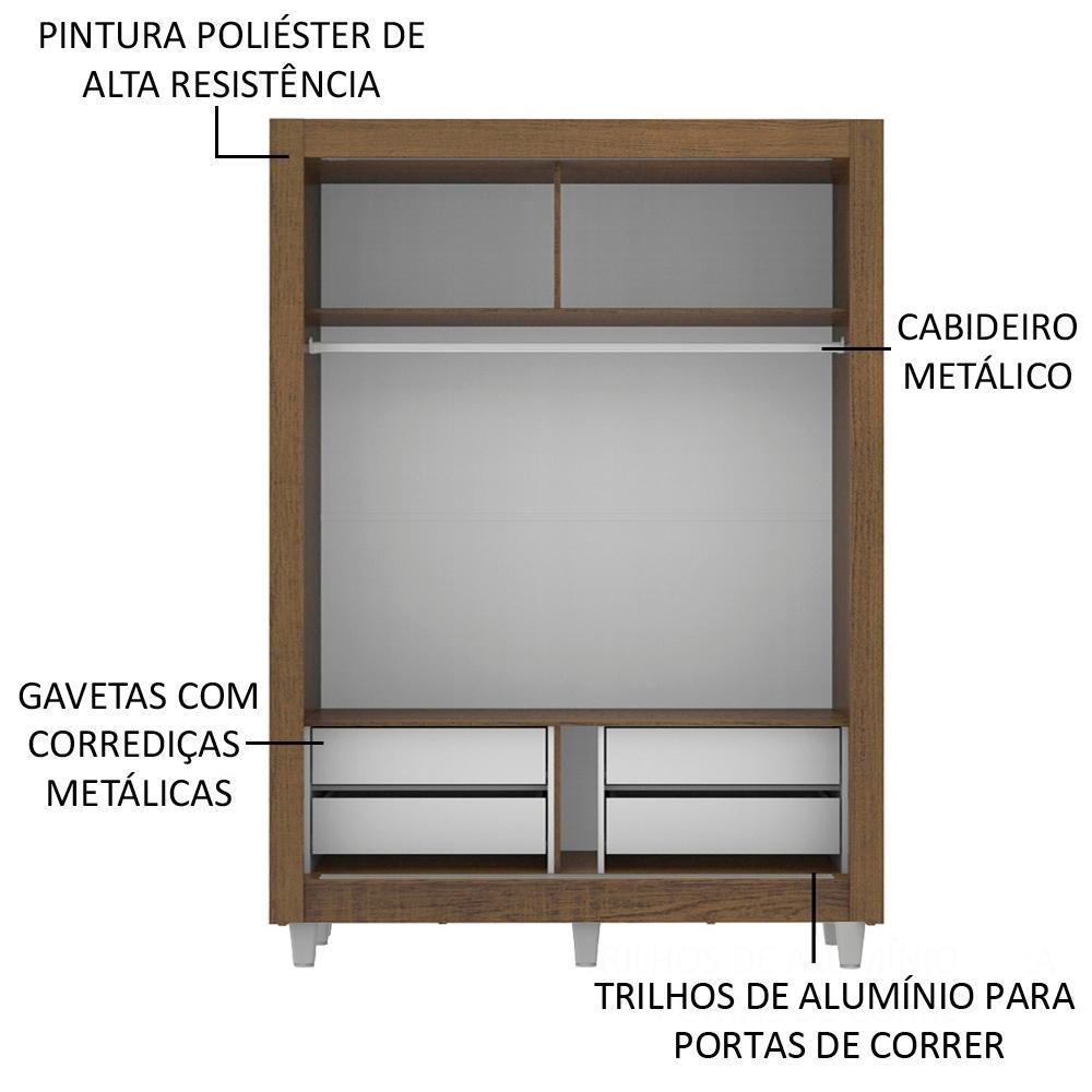 Guarda-Roupa Dallas Plus 2 Portas Correr 1 Espelho Madesa - 4