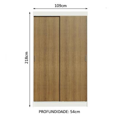 Guarda Roupa Solteiro Tokio 2 Portas de Correr 2 Gavetas Branco-rustic Madesa