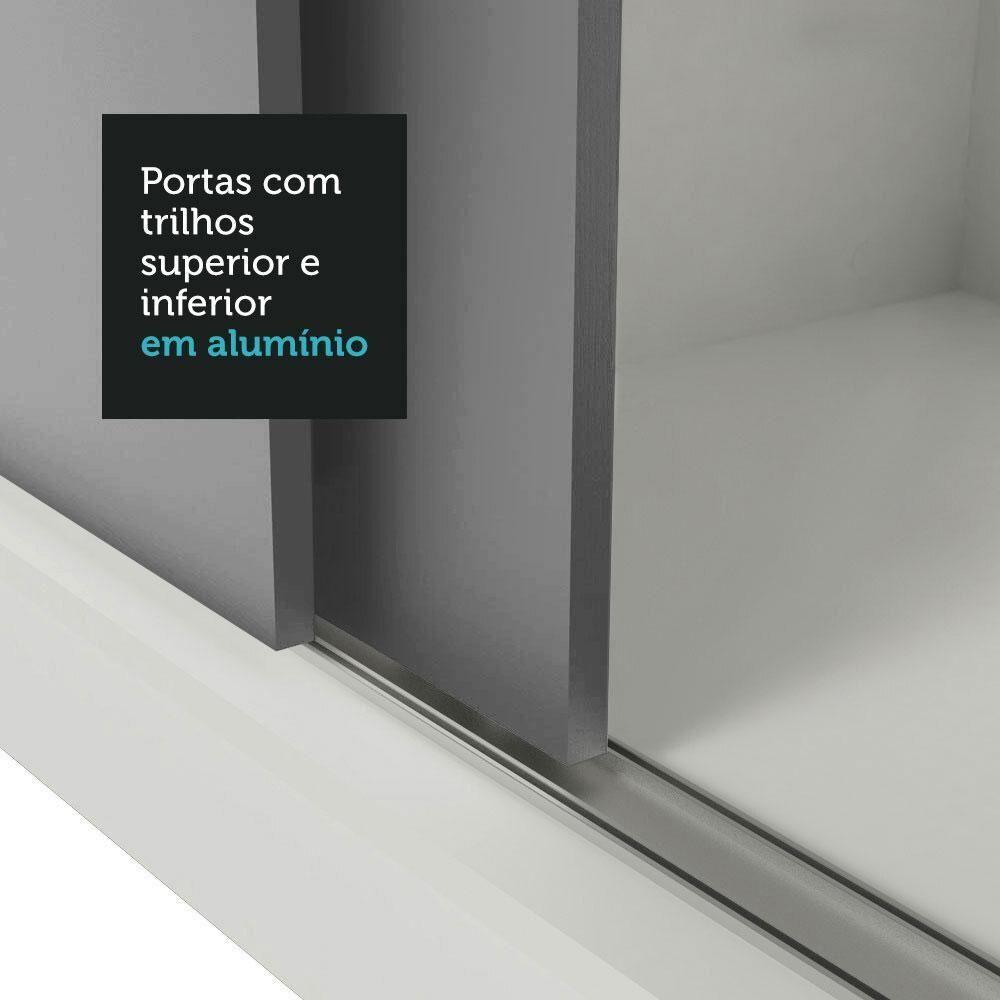 Guarda-roupa Casal Mônaco 3 Portas Com Espelho Branco/Cinza - 4