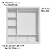 Guarda-roupa Casal Mônaco 3 Portas Com Espelho Branco/Cinza - 7
