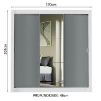 Guarda-roupa Casal Mônaco 3 Portas Com Espelho Branco/Cinza - 9