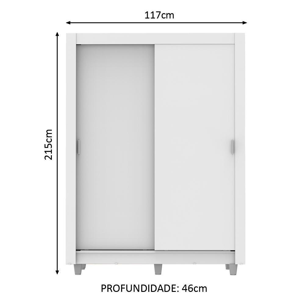 Guarda-Roupa Dallas Plus 2 Portas Correr Branco Madesa - 6