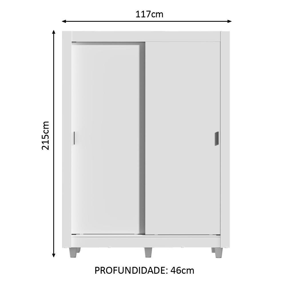 Guarda-Roupa Dallas Plus 2 Portas Correr Branco Madesa - 9