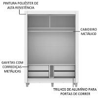 Guarda-Roupa Dallas Plus 2 Portas Correr Branco Madesa - 8