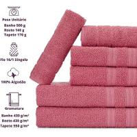 Jogo De Toalhas Gigante Itália Soft 2 Banhão + 2 Rosto + 2 Tapete Luxo 100% Algodão - Rosê