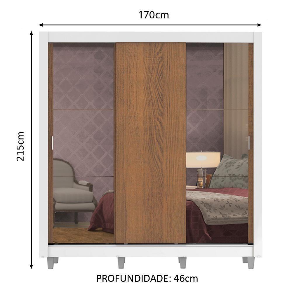 Guarda-roupa Casal Madesa 3 Portas de Correr Branco/rustic - 15