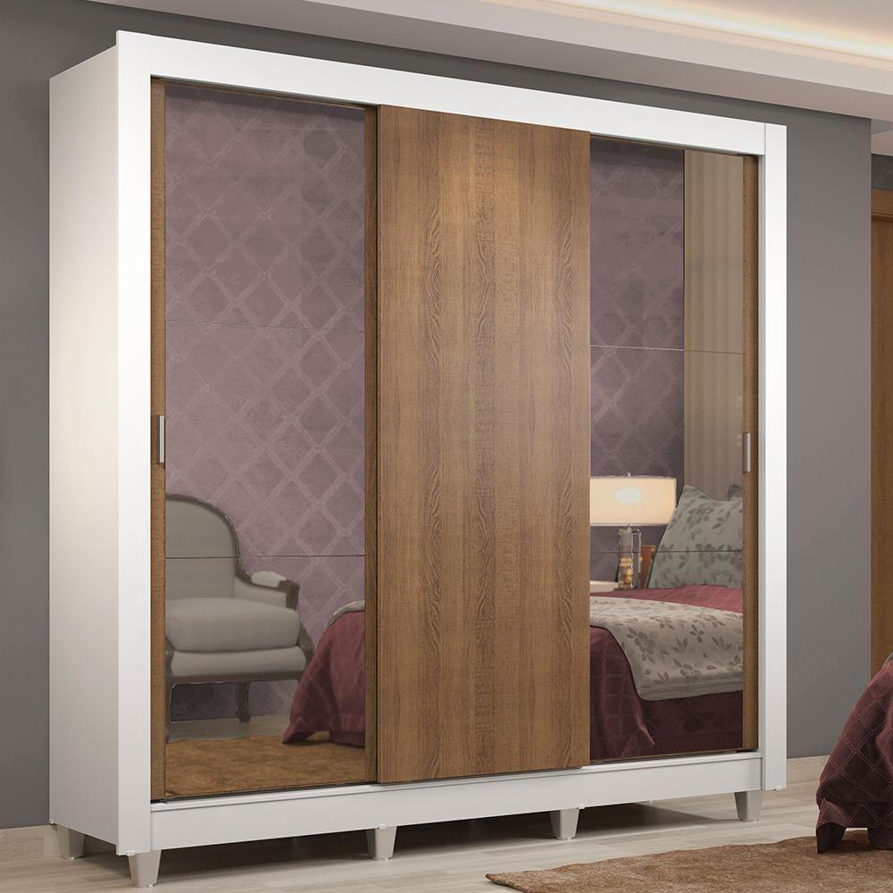 Guarda-roupa Casal Madesa 3 Portas de Correr Branco/rustic - 1